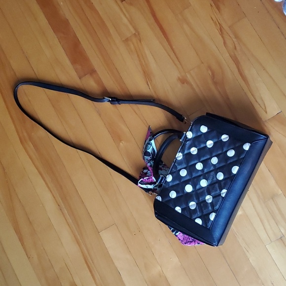 Betsey Johnson Polka dot crossbody bag. Floral scarf. Removable strap. - Picture 2 of 16